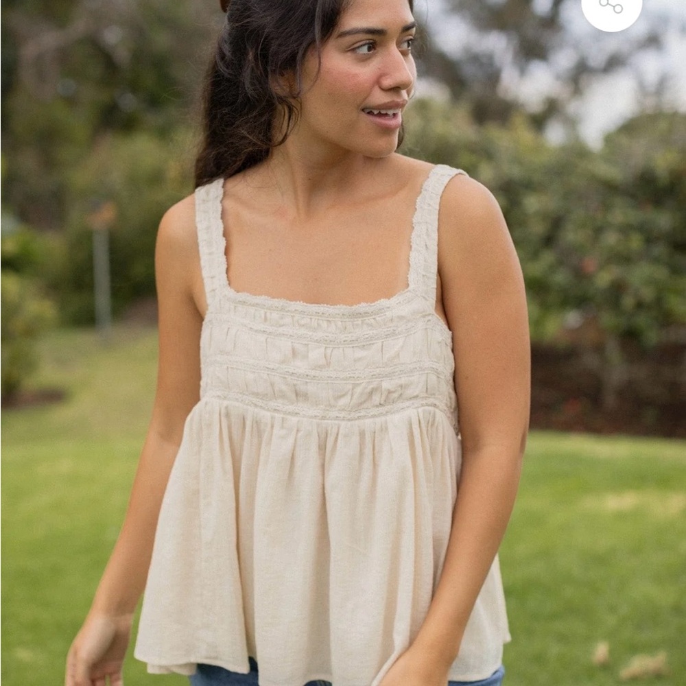 Neuflora Emilia blouse- tan- new with tags- size small